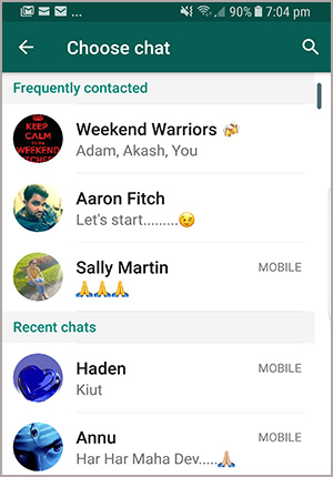 choose Android WhatsApp chat to email