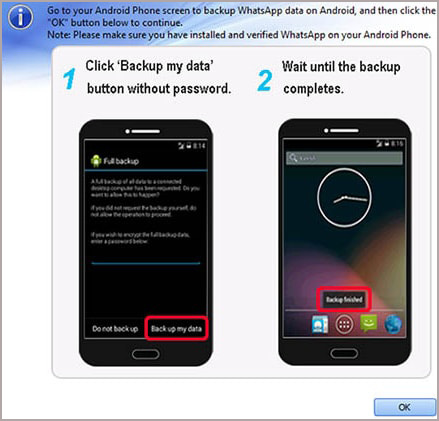click backup data button on Android