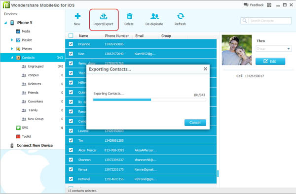 copying iPhone contacts to outlook