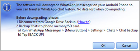 downgrade WhatsApp messenger app