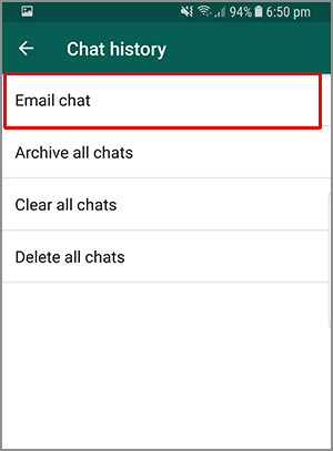 tap email chat button