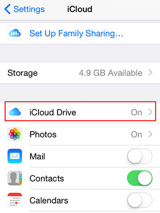 enable iCloud Drive on iPhone or iPad