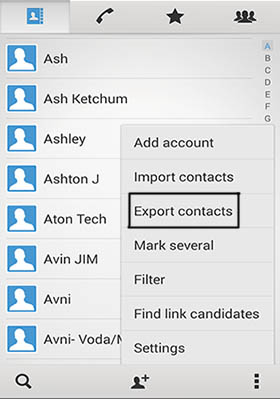 export Android contacts to SD card