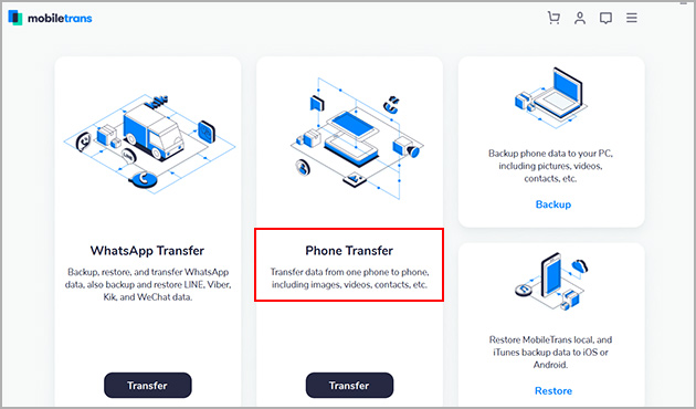 choosing phone to phone transfer