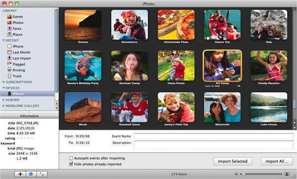 transfer pictures from iPhone to Mac using iPhoto