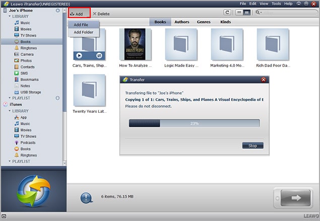 select eBooks and transfer to your iPad or iPhone