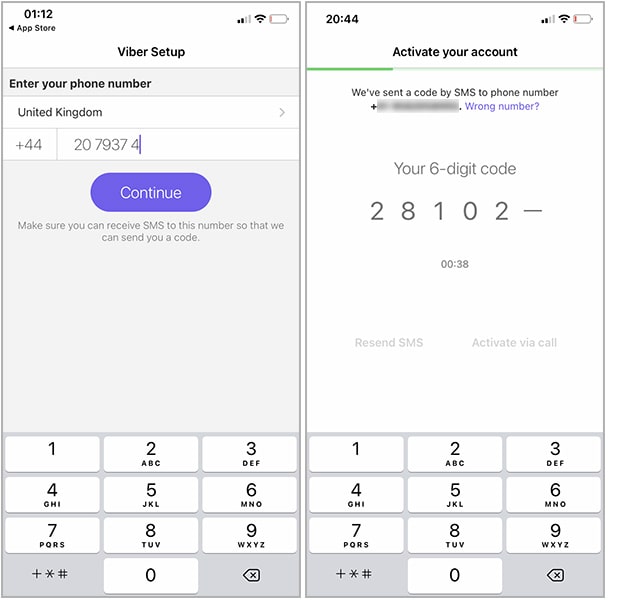 login into viber account on iphone