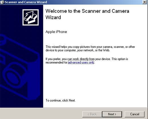 windows xp camera and scanner wizard