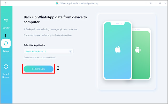 backup iphone whatsapp data to pc