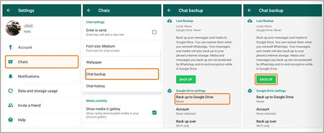 backup WhatsApp chat on Android