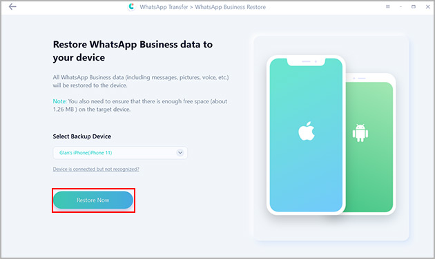 restoring android whatsapp business messages from backup to iphone