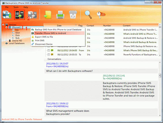transfer all iPhone SMS Messages to Android