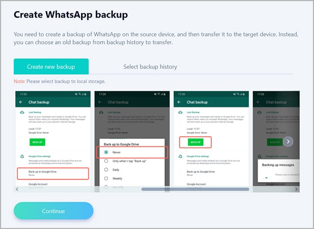 backup android whatsapp to local storage