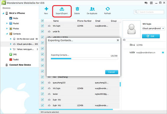 import and export iOS contacts