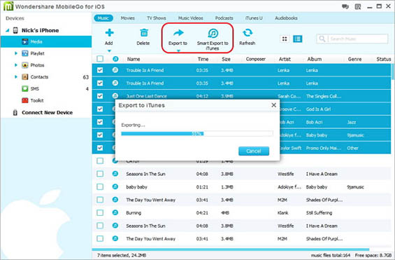 export media from Apple devices to iTunes or computer