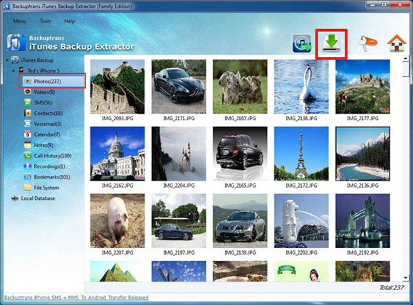 extracting photos from iTunes backup