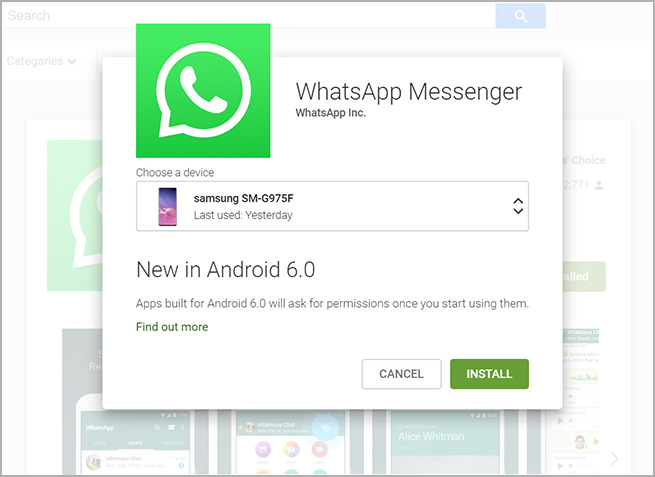 install latest WhatsApp from Play Store
