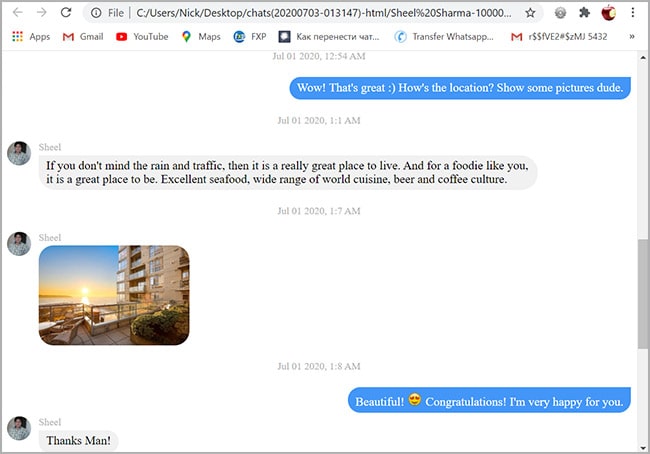 iphone facebook messages saved in html file