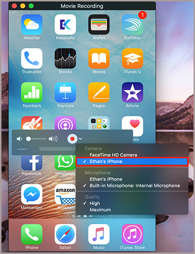 recording iPhone screen with QuickTime on Mac
