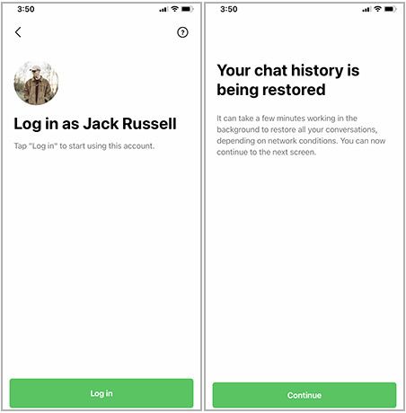 LINE chat history restored from android to iphone