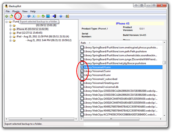 locate and export iPhone voicemails