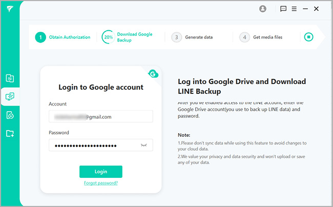 restore Line chats from google drive on android