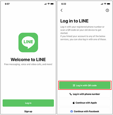login to LINE with QR code