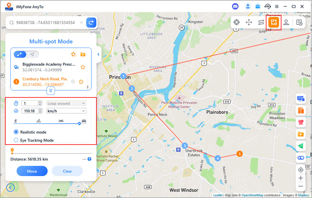 use multi spot mode to change location on imessage app