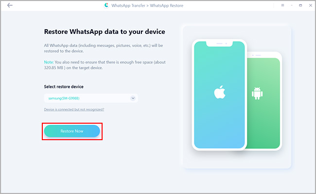 transfer whatsapp messages from iphone backup to samsung galaxy s21
