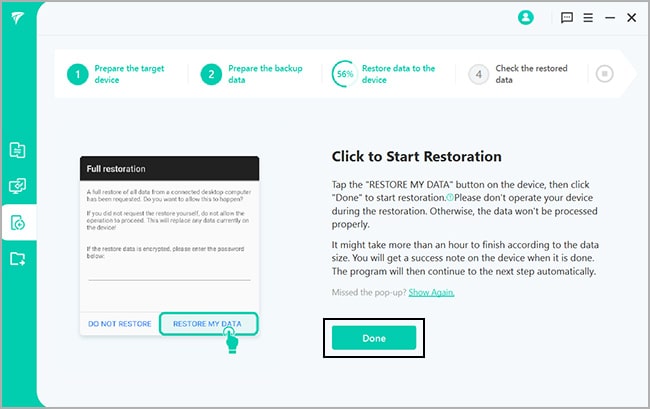 restore LINE data on android device 