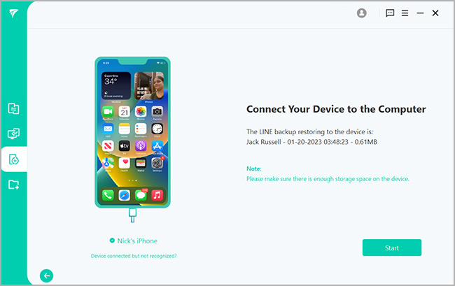 restore android LINE data from database to iphone
