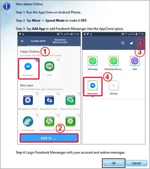 run facebook messenger using appclone