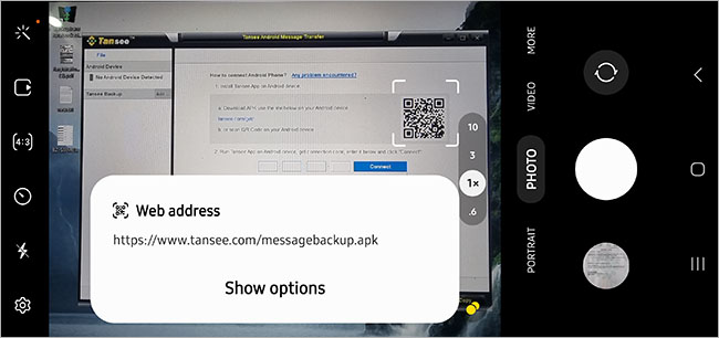 scan the qr code to download android messages transfer app