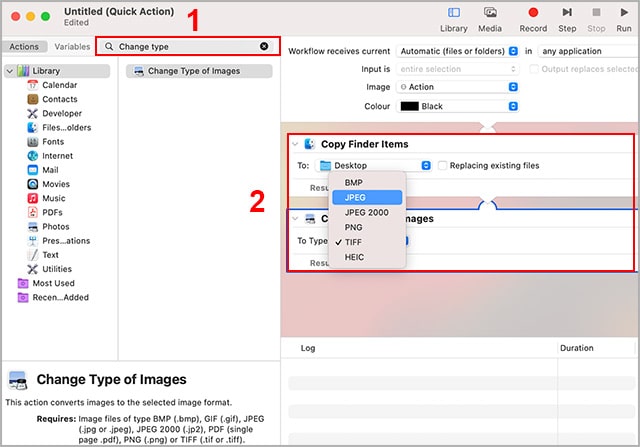 add change type of images to workflow