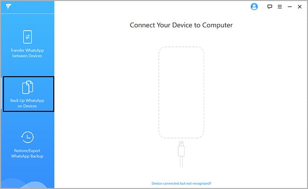 launch program and select backup whatsapp mode