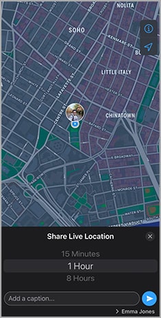set duration of your live location