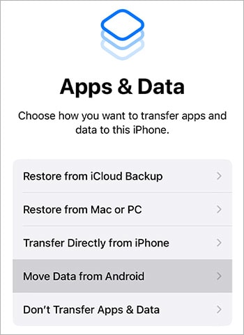 select move data from android on move to ios app