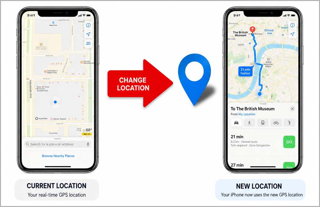 faking gps location on the iphone