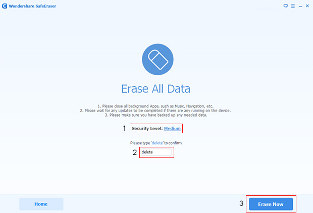 start erasing data