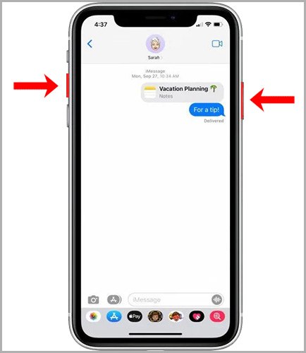 print imessages from iphone by taking screenshots