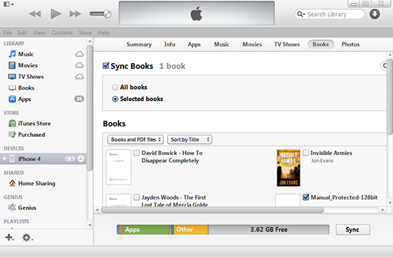 transfer books from PC to iPad/iPhone with iTunes