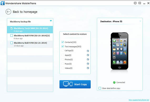 transferring data from blackberry to iPhone