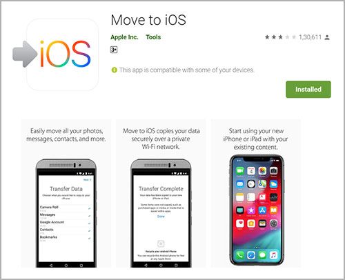 transfer data from android to iphone with move to ios