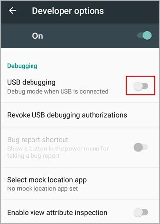 enable USB debugging mode android