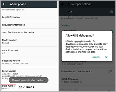 USB Debugging mode on android