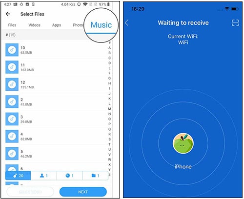 using shareit to transfer data from android to iphone 15
