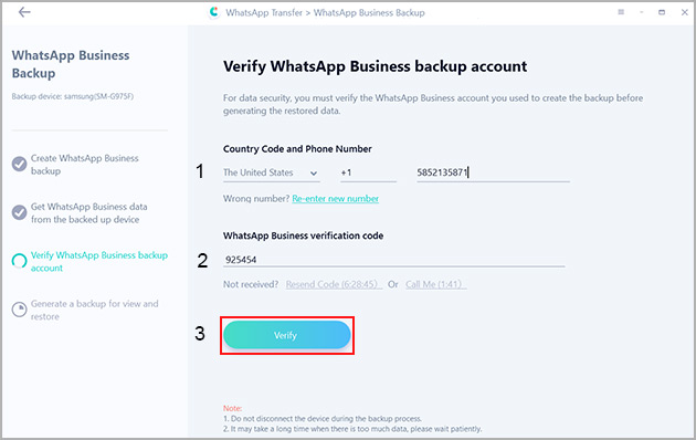 verify whatsapp business account on android