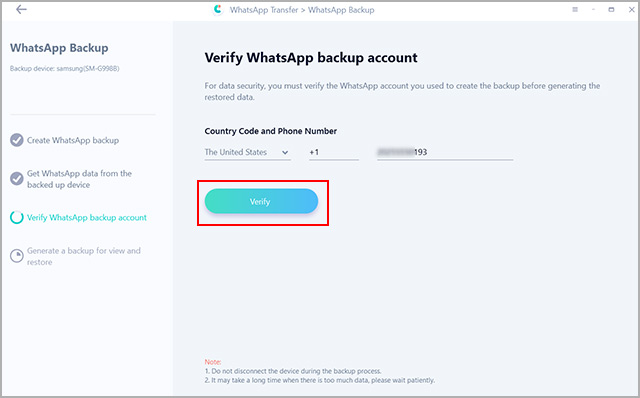 verifying ownership of WhatsApp account